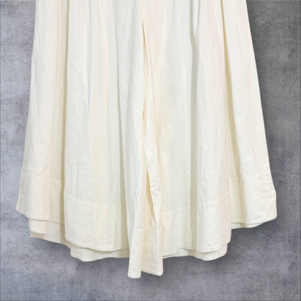 Anthropologie Linen White Extended Waist Gaucho Pants 12 NWT - Picture 8 of 13